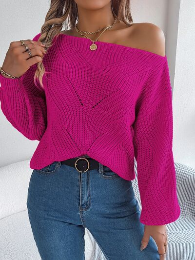 Openwork Long Sleeve Sweater - Design Studios Direct