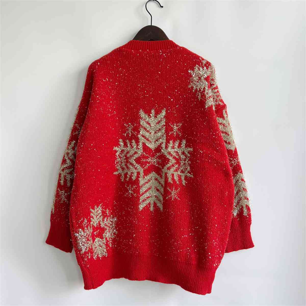 Snowflake Pattern Long Sleeve Sweater - Design Studios Direct