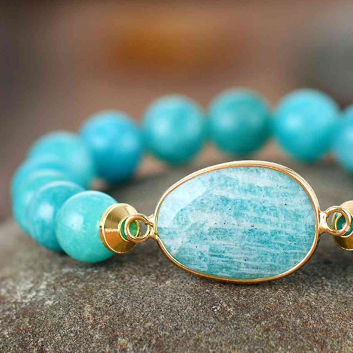 Natural Blue Stone Beaded Bracelet - Design Studios Direct