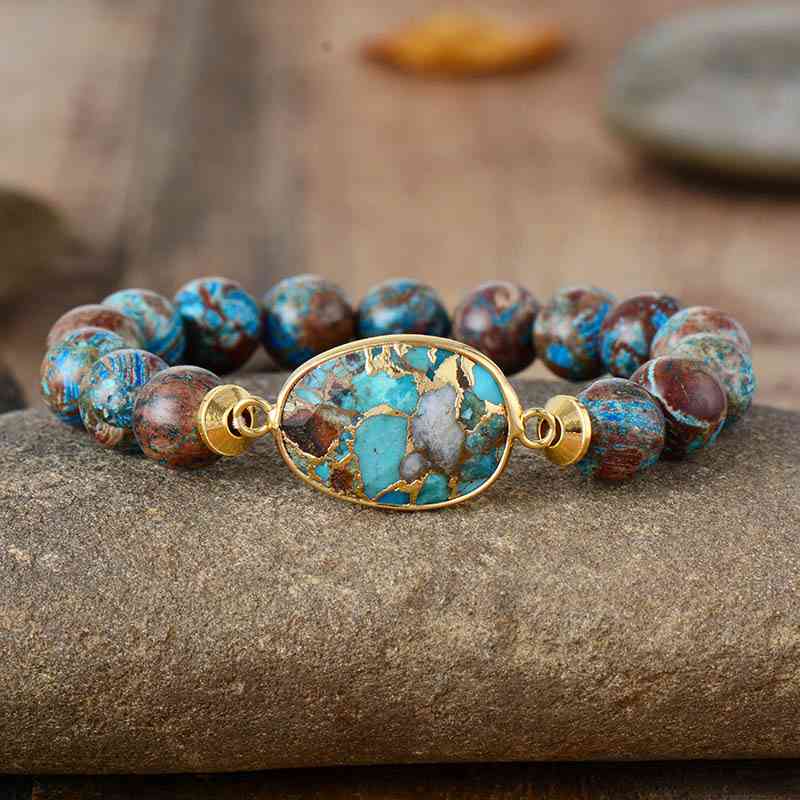 Natural Blue Stone Beaded Bracelet - Design Studios Direct