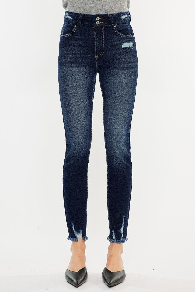 Full Size Cat's Whiskers Raw Hem High Waist Jeans - Design Studios Direct