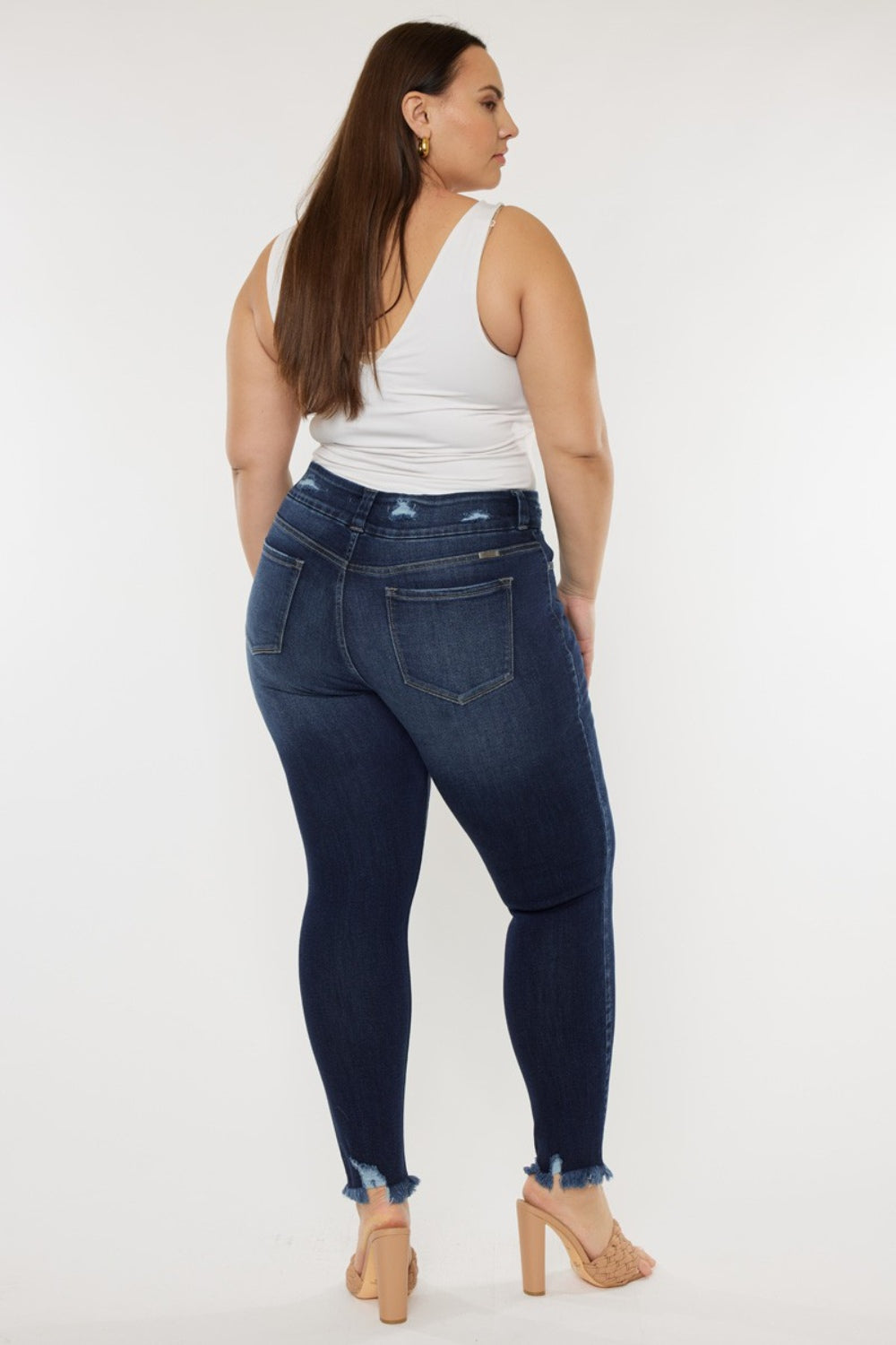 Full Size Cat's Whiskers Raw Hem High Waist Jeans - Design Studios Direct