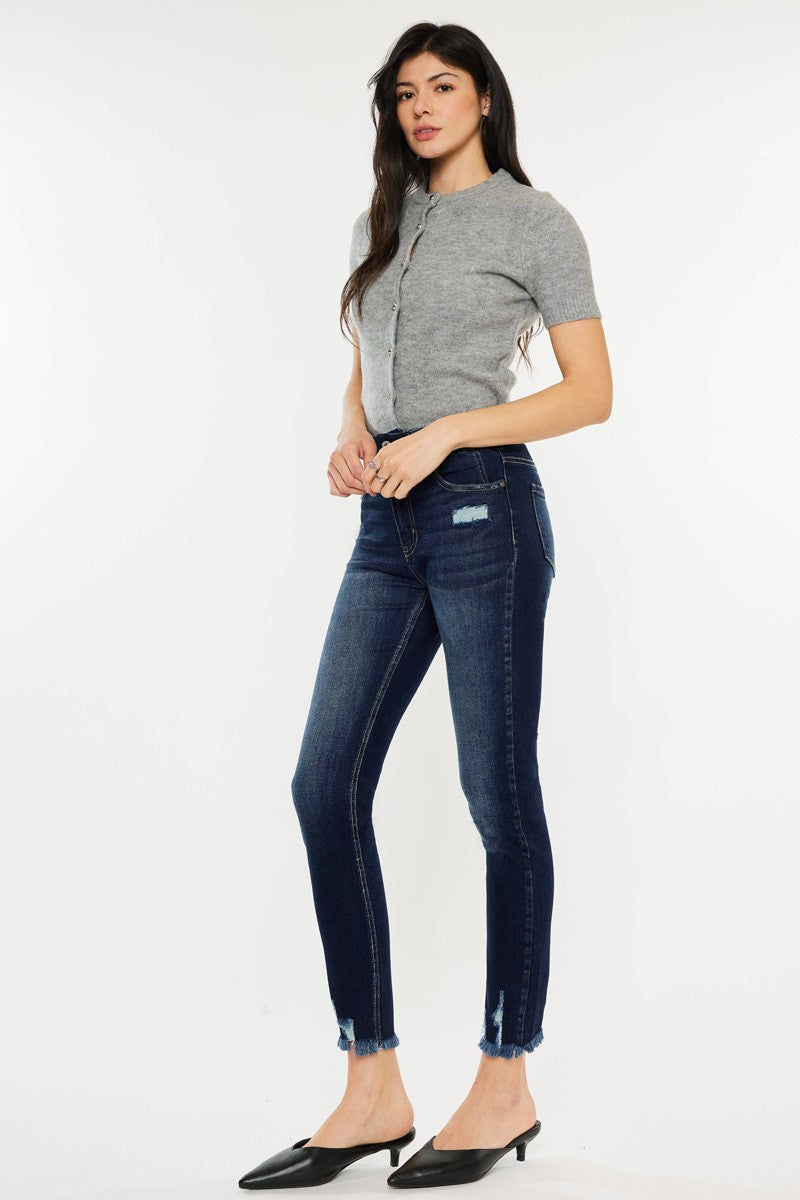 Full Size Cat's Whiskers Raw Hem High Waist Jeans - Design Studios Direct