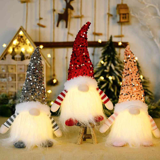 Sequin Light-Up Faceless Gnome - Design Studios Direct