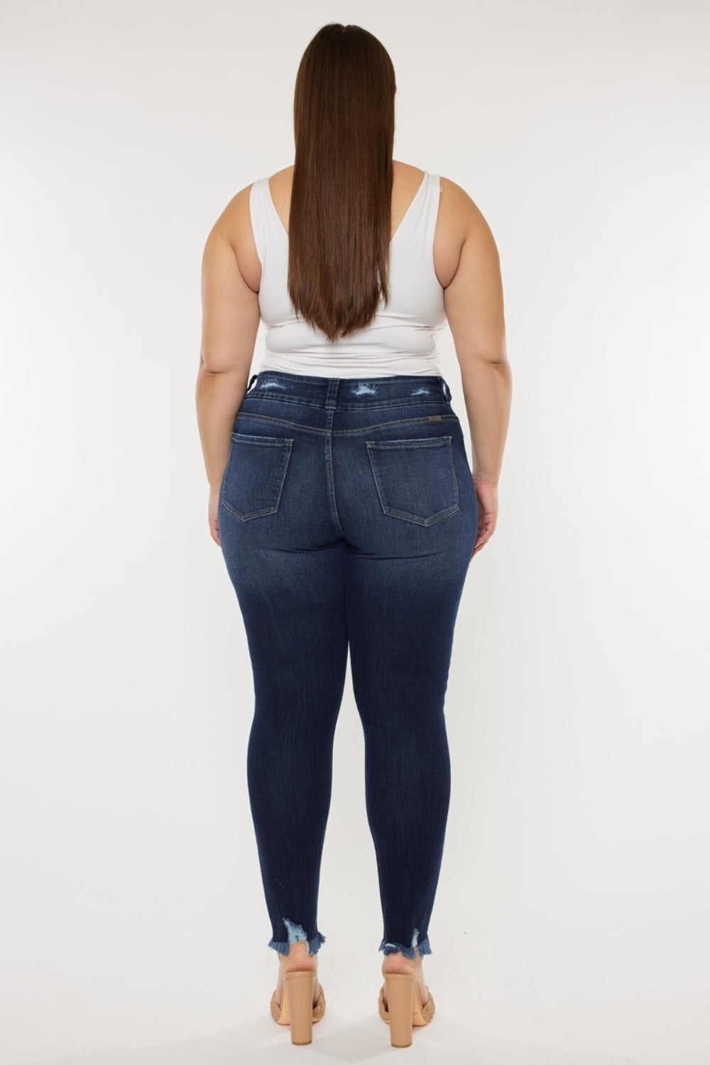 Full Size Cat's Whiskers Raw Hem High Waist Jeans - Design Studios Direct