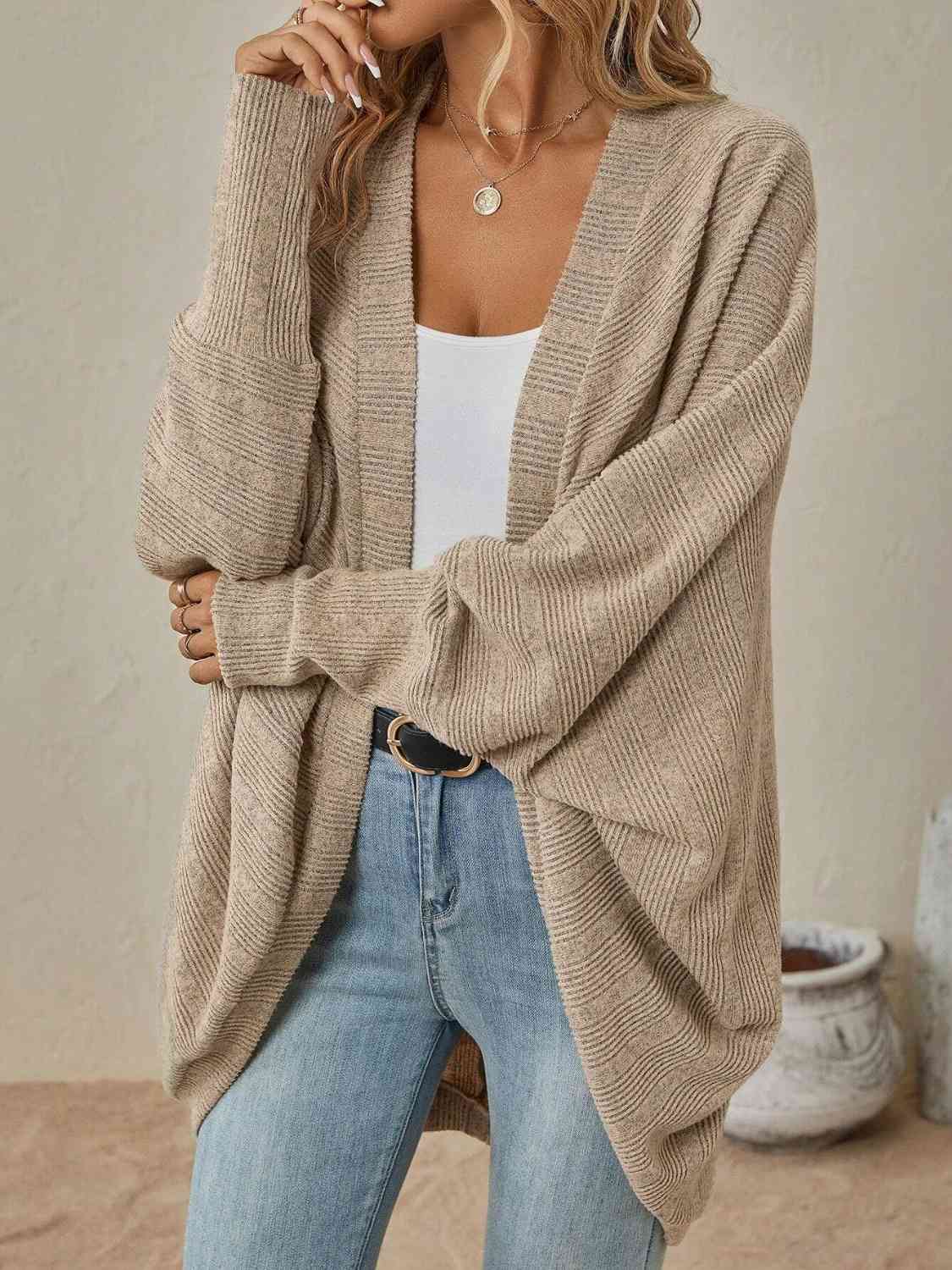 Open Front Dropped Shoulder Cardigan - Design Studios Direct