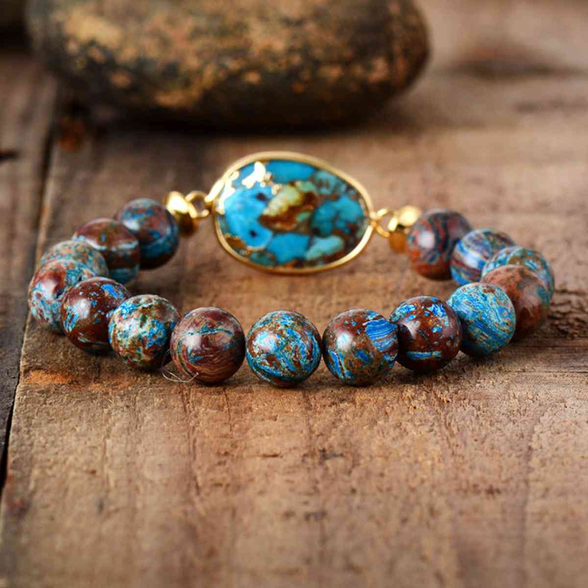 Natural Blue Stone Beaded Bracelet - Design Studios Direct