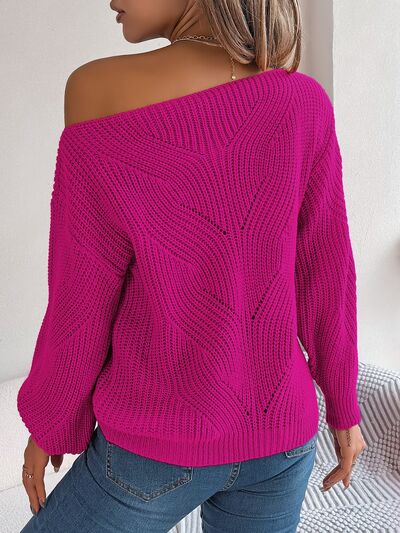 Openwork Long Sleeve Sweater - Design Studios Direct