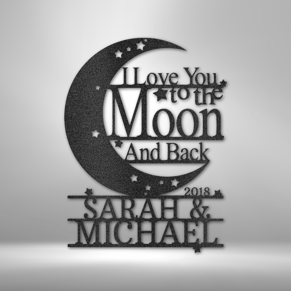 Moon and Back Monogram - Steel Sign - Design Studios Direct