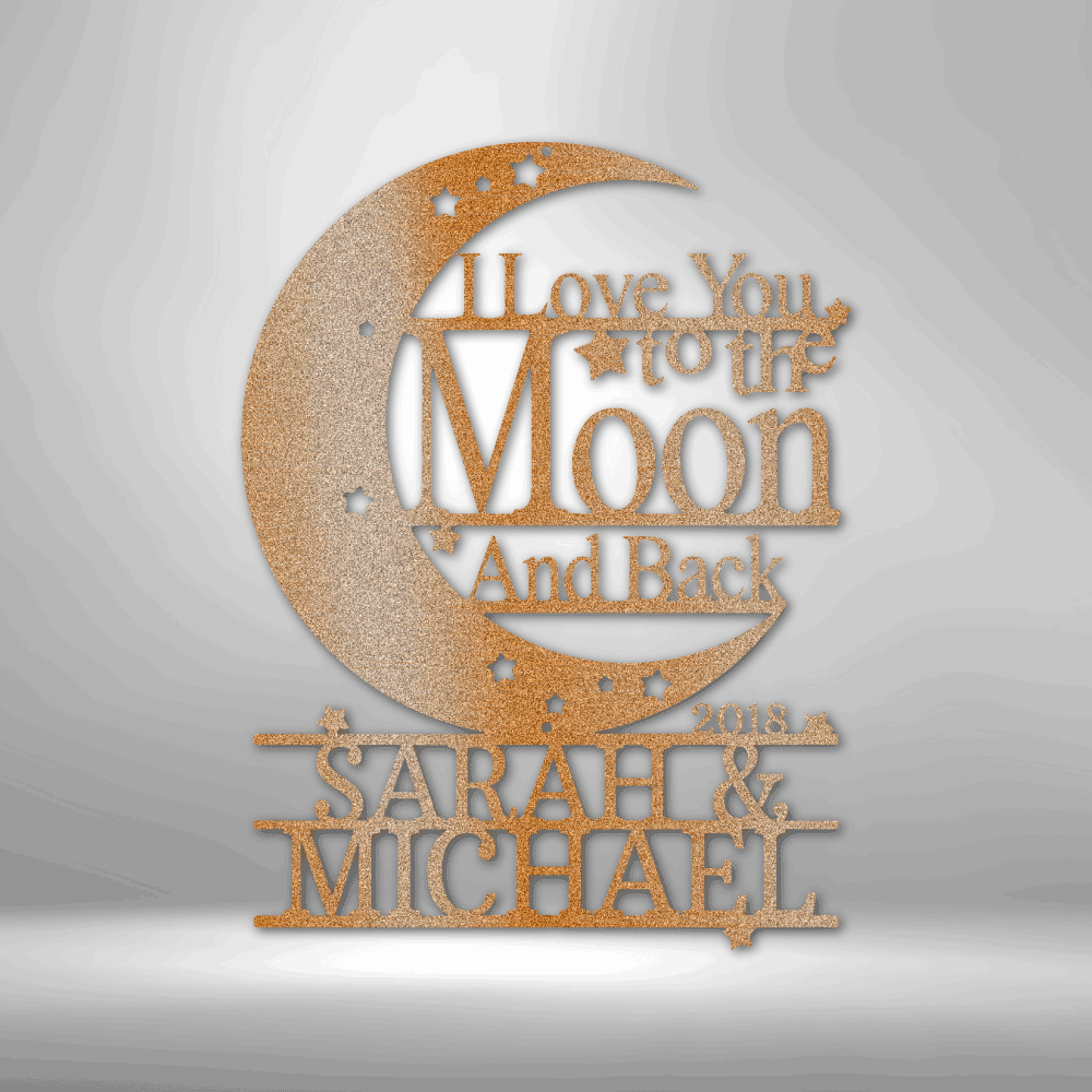 Moon and Back Monogram - Steel Sign - Design Studios Direct