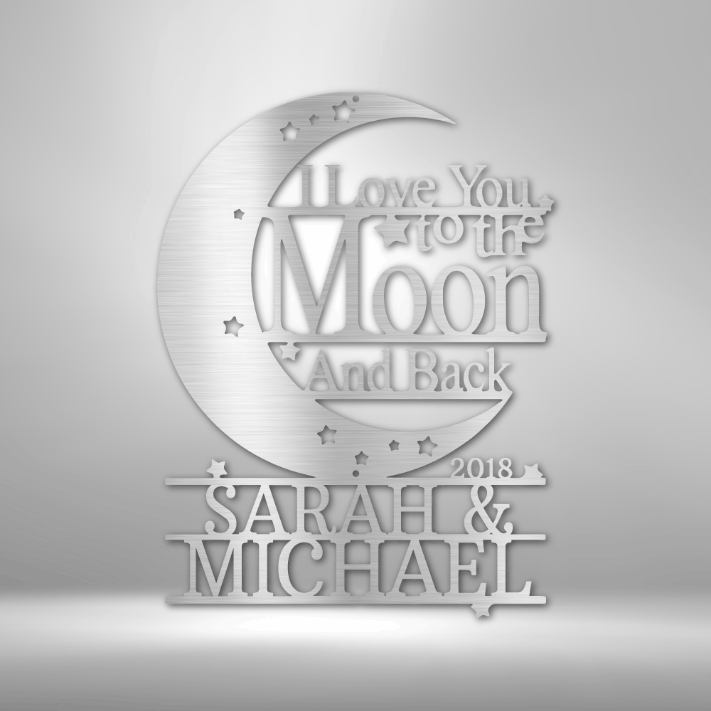 Moon and Back Monogram - Steel Sign - Design Studios Direct