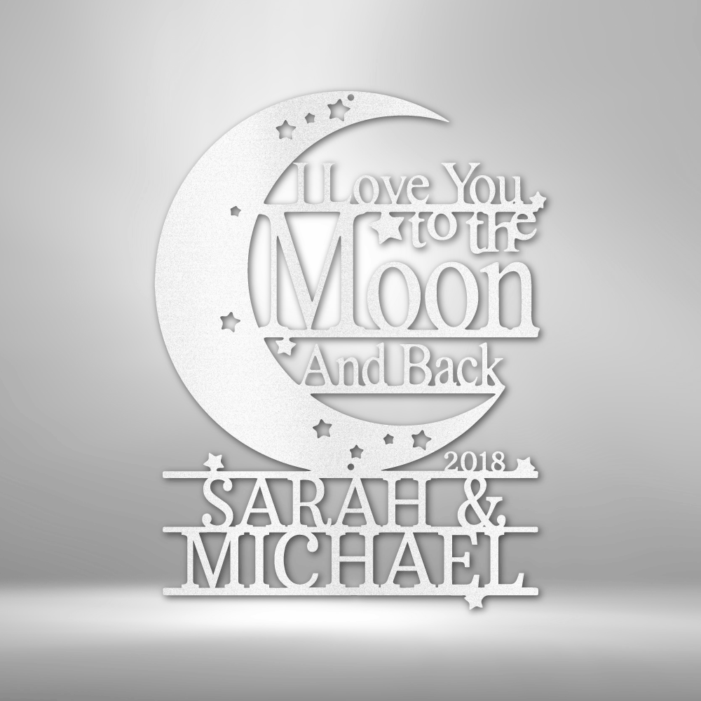 Moon and Back Monogram - Steel Sign - Design Studios Direct