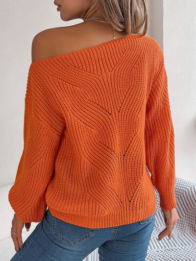 Openwork Long Sleeve Sweater - Design Studios Direct