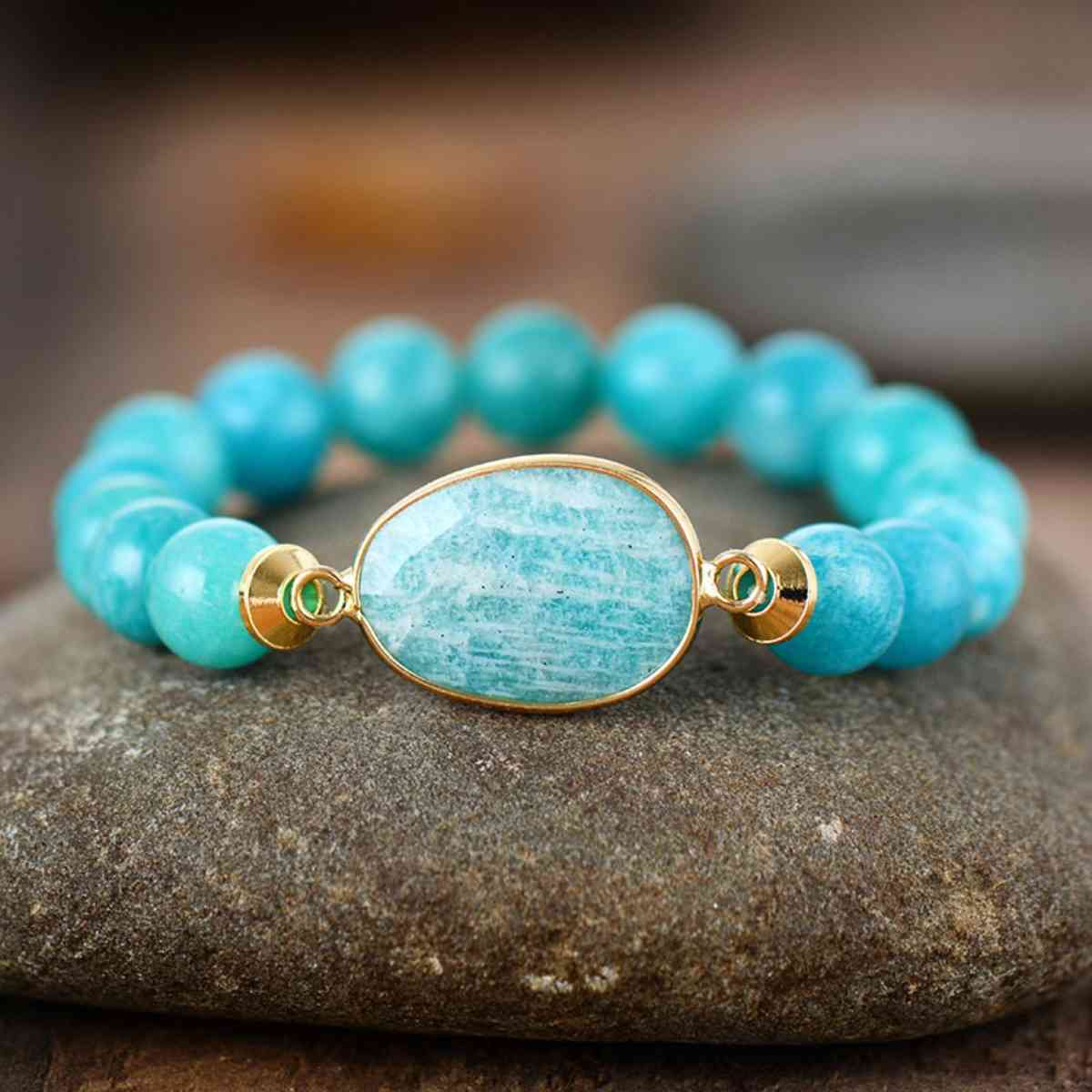 Natural Blue Stone Beaded Bracelet - Design Studios Direct