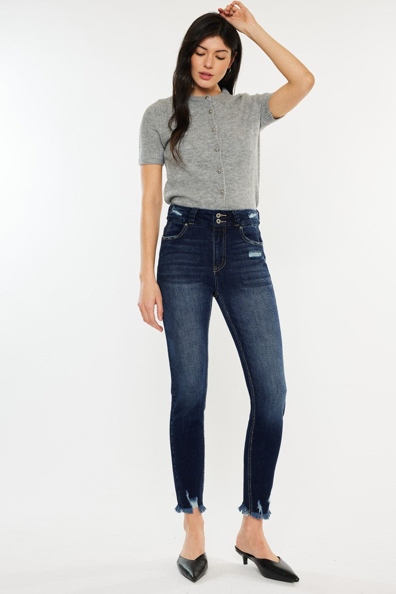 Full Size Cat's Whiskers Raw Hem High Waist Jeans - Design Studios Direct